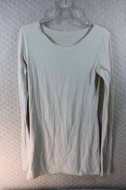 Hard Tail Forever Women Ivory Scoop Neck Long Sleeve T-Shirt Cotton Lycra Size M